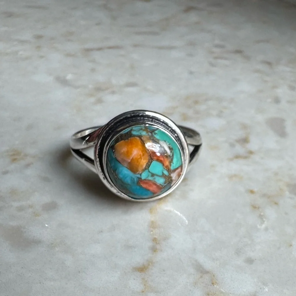 NWOT Sundance Beach Mosaic Ring, Spiny Oyster, Sterling Silver
